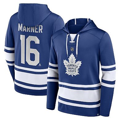 Men's Fanatics Branded Mitch Marner Blue Toronto Maple Leafs Name & Number Lace-Up Pullover Hoodie