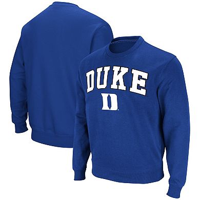 Men's Colosseum Royal Duke Blue Devils Arch & Logo Pullover Sweatshirt