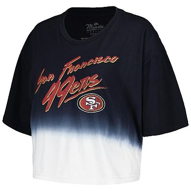 Women's Majestic Threads Christian McCaffrey Black/White San Francisco 49ers Dip-Dye Player Name & Number Crop Top