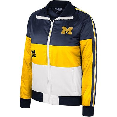 Women's The Wild Collective Maize Michigan Wolverines Color-Block Puffer Full-Zip Jacket