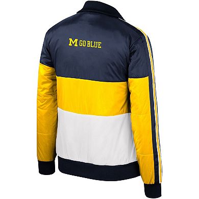 Women's The Wild Collective Maize Michigan Wolverines Color-Block Puffer Full-Zip Jacket
