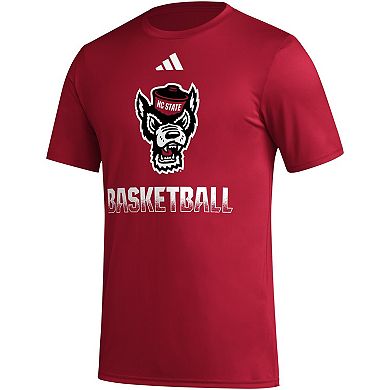 Men's adidas  Red NC State Wolfpack Fadeaway Basketball Pregame AEROREADY T-Shirt