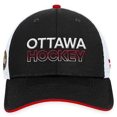 Men's Fanatics Branded  Black Ottawa Senators Authentic Pro Rink Trucker Adjustable Hat