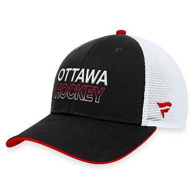 Men's Fanatics Branded  Black Ottawa Senators Authentic Pro Rink Trucker Adjustable Hat