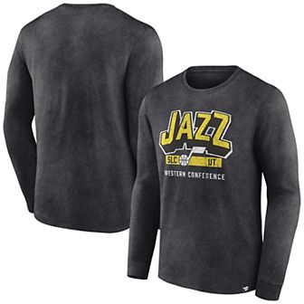 Men's Fanatics Branded Heather Charcoal Utah Jazz Front Court Press Snow Wash Long Sleeve T-Shirt