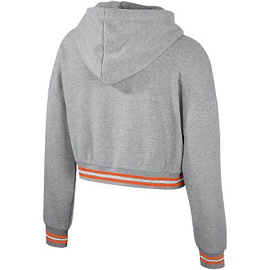 Women's The Wild Collective Heather Gray Miami Hurricanes Cropped Shimmer Pullover Hoodie