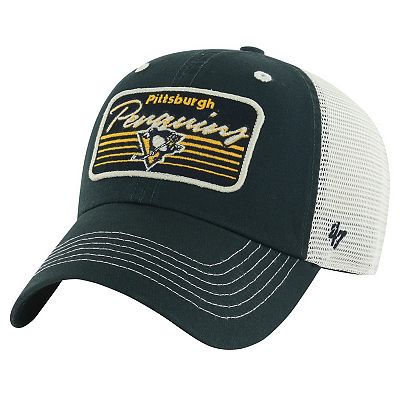 Men s 47 Black Pittsburgh Penguins Five Point Patch Clean Up Adjustable Hat