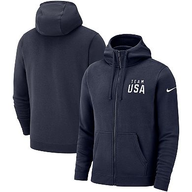 Men's Nike Navy Team USA Club Fleece Full-Zip Hoodie