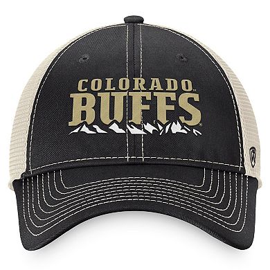 Men's Top of the World Black/Natural Colorado Buffaloes Boulder Trucker Adjustable Hat