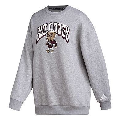 Women's adidas Gray Mississippi State Bulldogs Vintage Stylin Pullover Sweatshirt