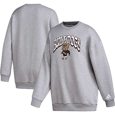 Women's adidas  Gray Mississippi State Bulldogs Vintage Stylin Pullover Sweatshirt