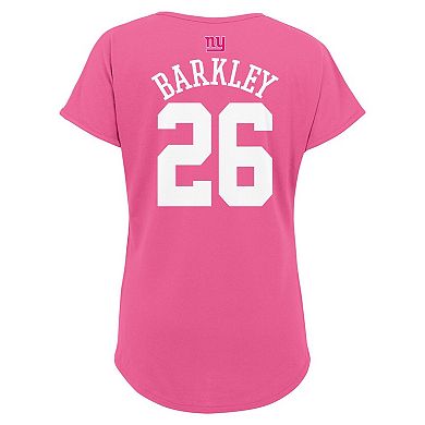 Girls Youth Saquon Barkley Pink New York Giants Player Name & Number T-Shirt