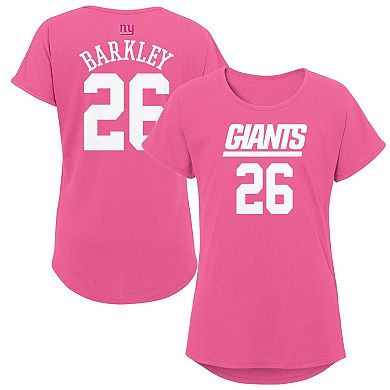 Girls Youth Saquon Barkley Pink New York Giants Player Name & Number T-Shirt