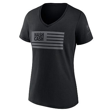 Women's Fanatics Branded Black Nashville SC x Johnny Cash Flying Corp V-Neck T-Shirt