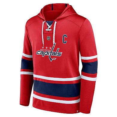 Men's Fanatics Branded Alexander Ovechkin Red Washington Capitals Name & Number Lace-Up Pullover Hoodie