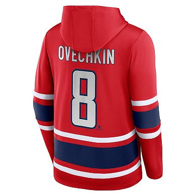 Men's Fanatics Branded Alexander Ovechkin Red Washington Capitals Name & Number Lace-Up Pullover Hoodie