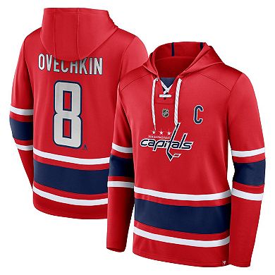 Men's Fanatics Branded Alexander Ovechkin Red Washington Capitals Name & Number Lace-Up Pullover Hoodie