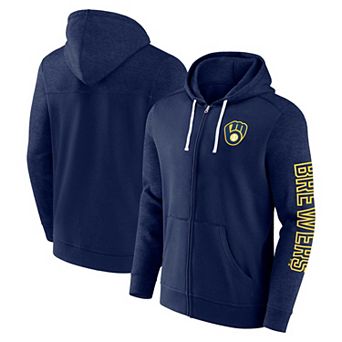 Men's Fanatics Branded Navy Milwaukee Brewers Offensive Line Up Full-Zip Hoodie