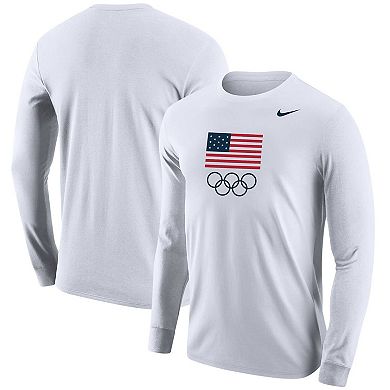 Men's Nike White Team USA Olympic Rings Core Long Sleeve T-Shirt