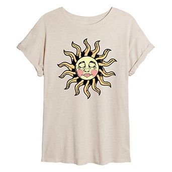 Juniors' Sun Face Oversized Tee