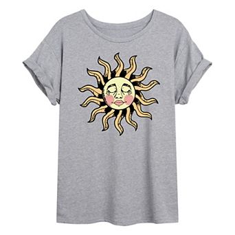 Juniors' Sun Face Oversized Tee
