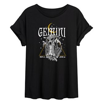 Juniors' Gemini Zodiac Oversized Tee