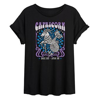 Juniors' Capricorn Zodiac Oversized Tee