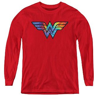 Dc Comics Wonder Woman Wonder Woman Tie Dye Logo Youth Long Sleeve Sweatshirt