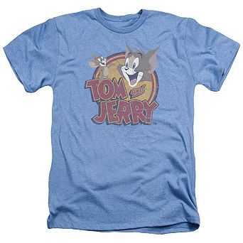 Tom And Jerry Water Damaged Adult Heather T-shirt
