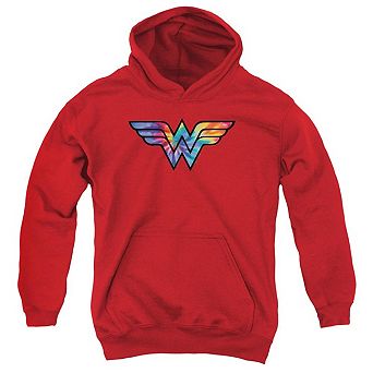 Dc Comics Wonder Woman Wonder Woman Tie Dye Logo Youth Pull Over Hoodie