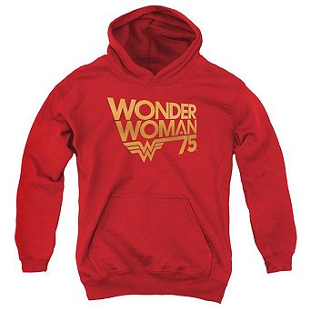 Wonder Woman Wonder Woman 75th Anniversary Gold Logo Youth Pull Over Hoodie