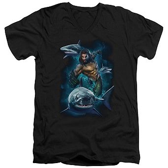 Aquaman Movie Swimming With Sharks Short Sleeve T-shirt