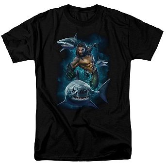 Aquaman Movie Swimming With Sharks Short Sleeve Adult T-shirt
