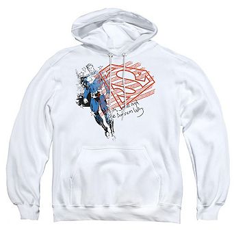 Superman Super American Flag Adult Pull Over Hoodie