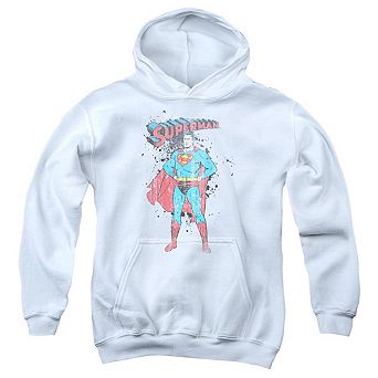 Superman Vintage Ink Splatter Youth Pull Over Hoodie