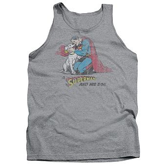 Superman And His Dog Adult Tank Top