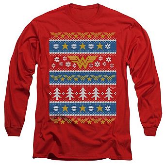 Dc Comics Wonder Woman Wonder Woman Christmas Sweater Long Sleeve Adult T-shirt