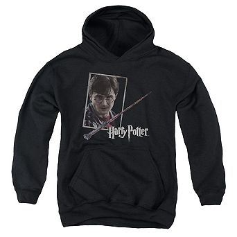 Harry Potter Harrys Wand Portrait Youth Pull Over Hoodie