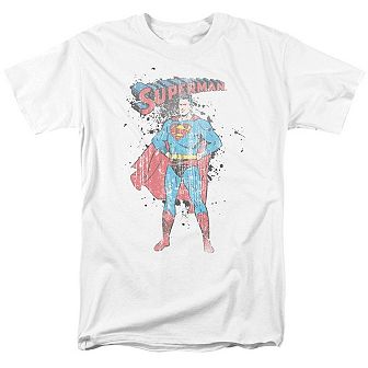 Superman Vintage Ink Splatter Short Sleeve Adult T-shirt