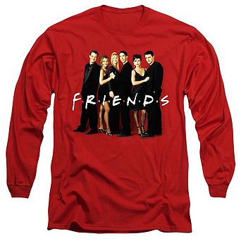 Friends Cast In Black Long Sleeve Adult T-shirt