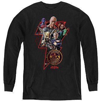 Black Adam Black Adam Character Bolt Youth Long Sleeve Sweatshirt