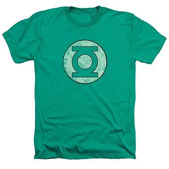 Justice League Green Lantern Busted Logo Adult Heather T-shirt
