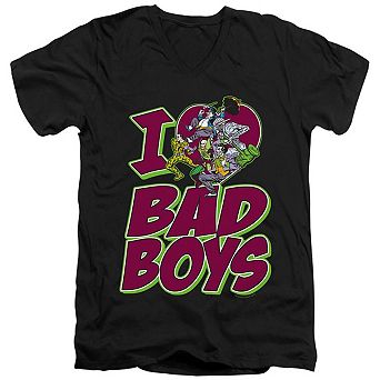 Dc Comics I Heart Bad Boys Short Sleeve Adult V Neck T-shirt