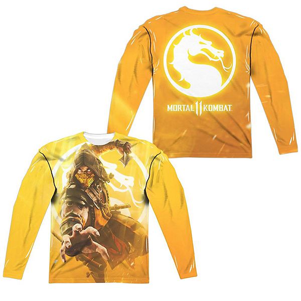 Mortal Kombat 11 Scorpion Long Sleeve Adult Poly Crew T Shirt 1370
