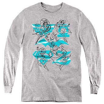 Dc Comics Superhero Girls Line Art Group Youth Long Sleeve Sweatshirt