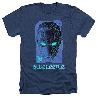 Blue Beetle Large Mask Adult Heather T-shirt