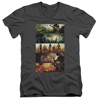 Injustice Gods Among Us Panels Short Sleeve Adult V Neck T-shirt
