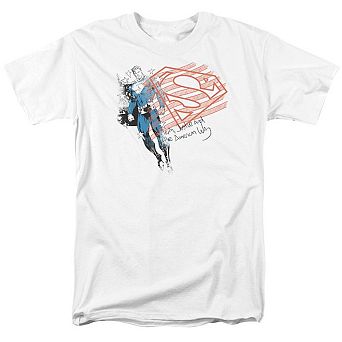 Superman Super American Flag Short Sleeve Adult T-shirt