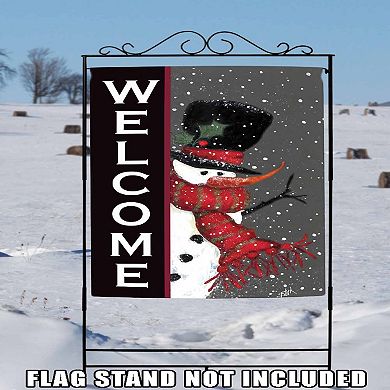 Christmas Snowman 'Welcome' Outdoor House Flag 40" x 28"