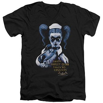 Batman Arkham Asylum Arkham Harley Quinn Short Sleeve Adult V Neck T-shirt